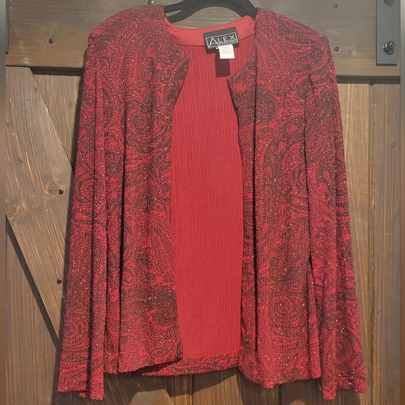Alex Evenings EUC Women's Red Tank & Cardigan Glitter Set SZ Med - Picture 5 of 6